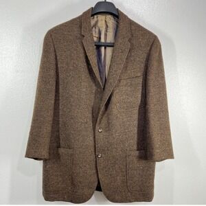Vtg.Harris Tweed Blazer Virgin Scottish Wool Sport Coat Brown 42 Long Union Made